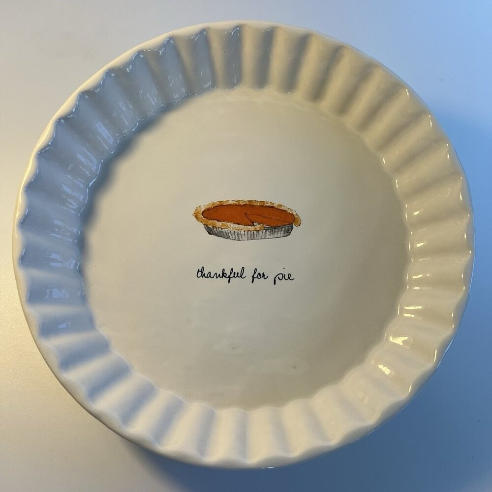 Rae Dunn Magenta Fall Collection Thankful for Pie 9 " Pie Plate Dish Ceramic